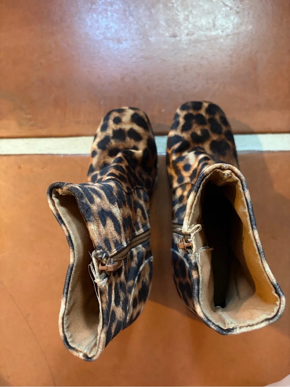 UO Leopard Velvet Platform Ankle Boots